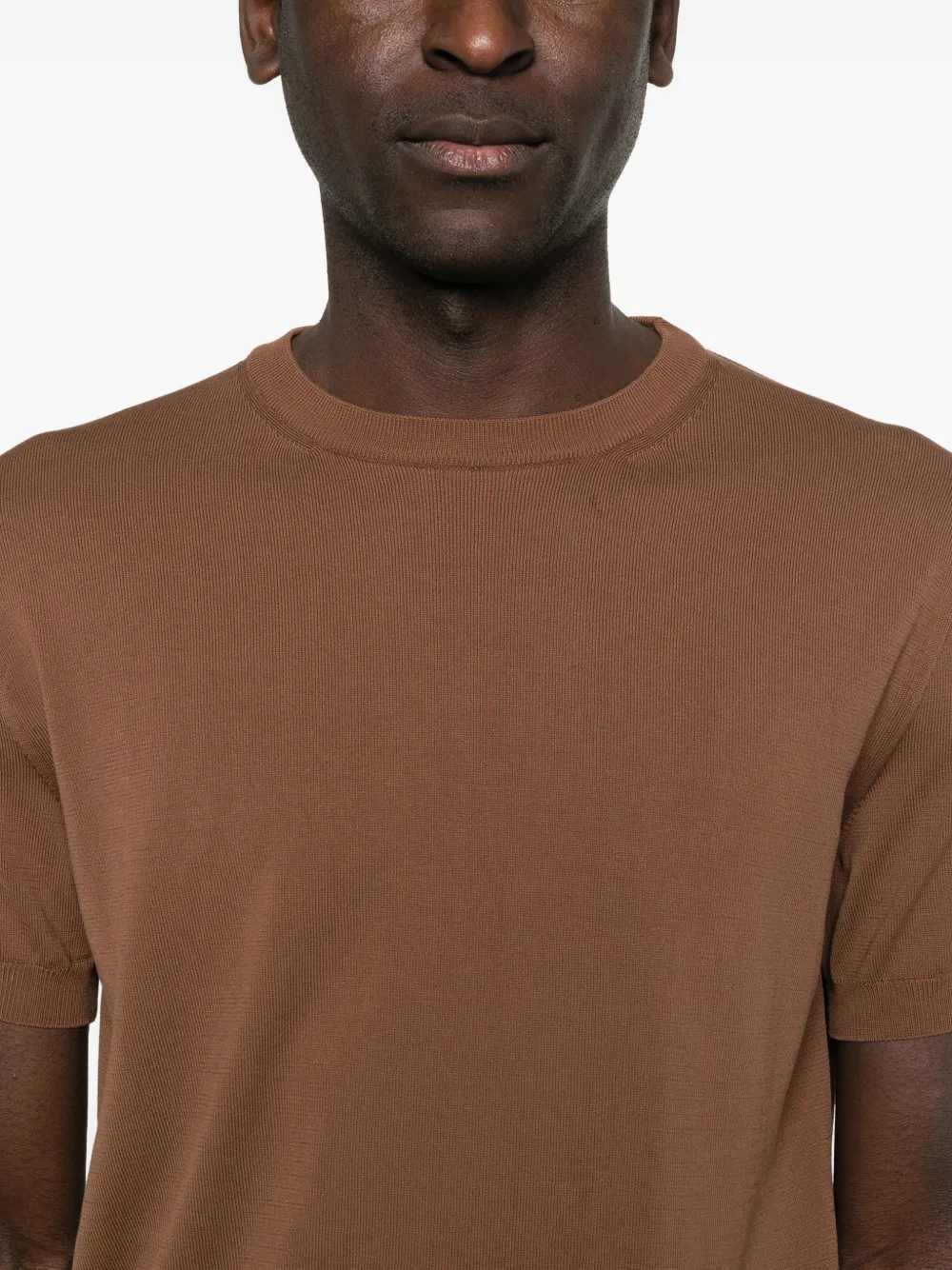 Canali Gebreid T-shirt Bruin