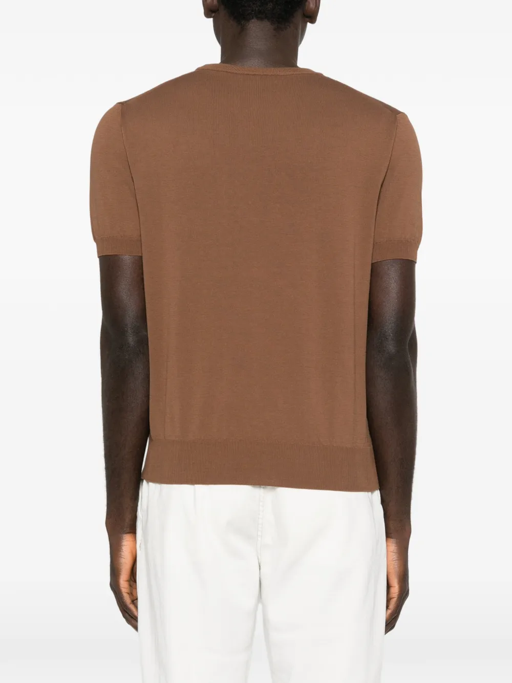 Canali Gebreid T-shirt Bruin