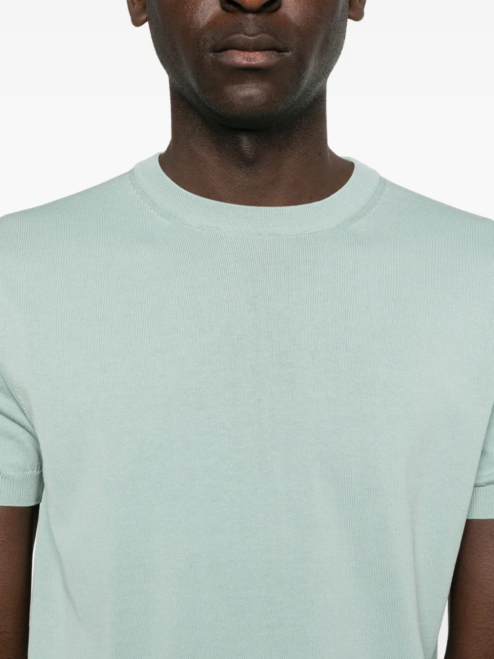 Canali Gebreid T-shirt Blauw