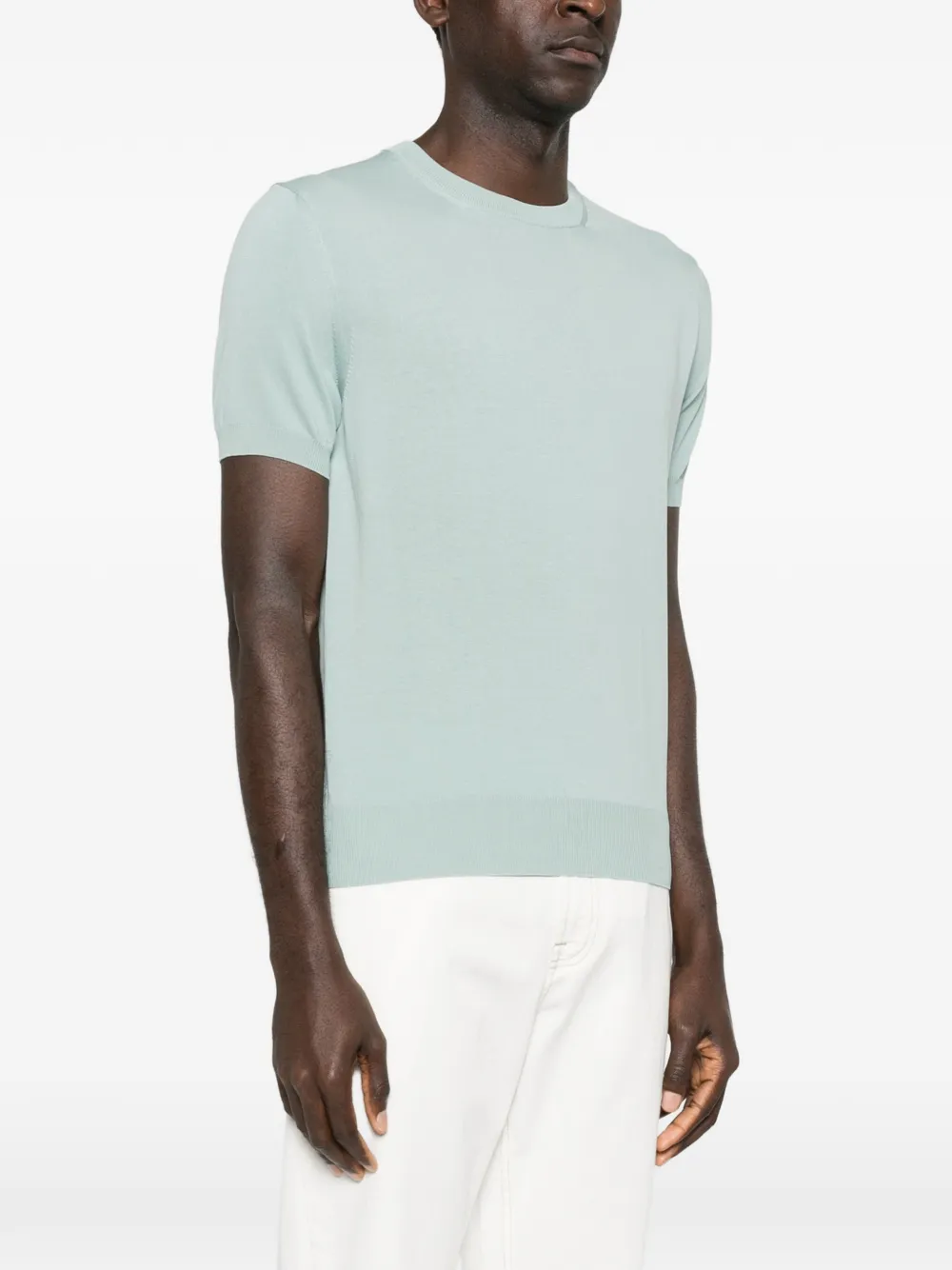 Canali Gebreid T-shirt Blauw