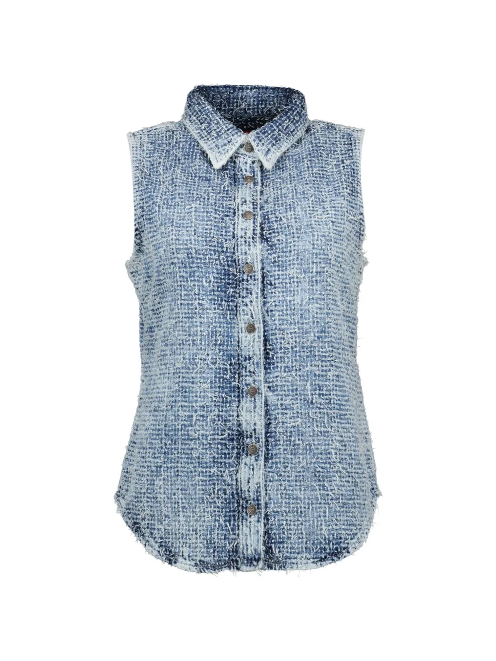 Diesel De-easy Frayed Denim Shirt In Blue