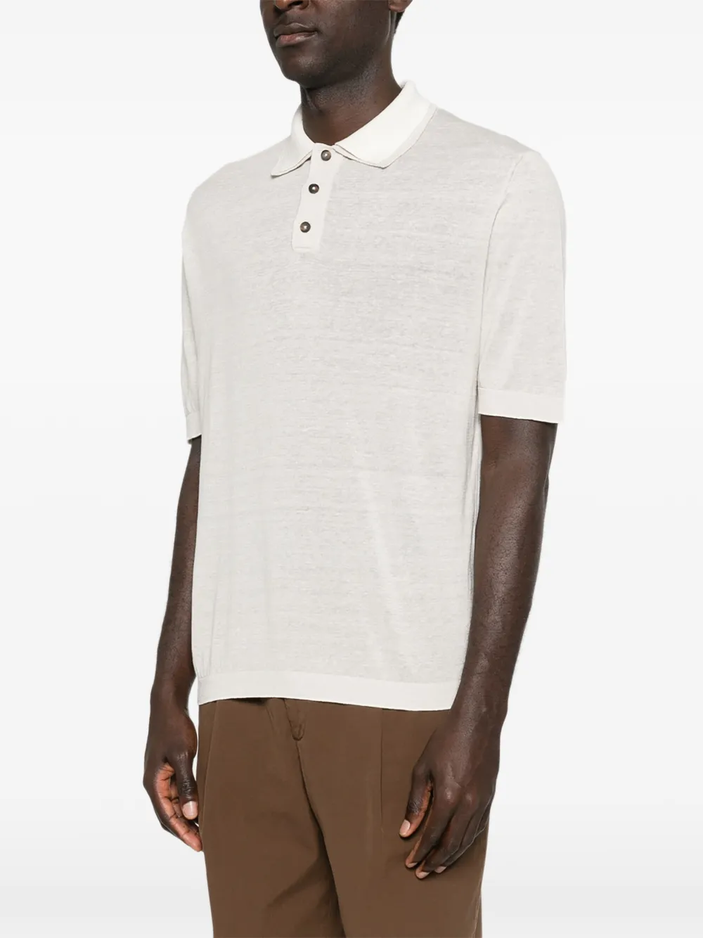  Eleventy Collared Button Polo Shirt - Neutrals 