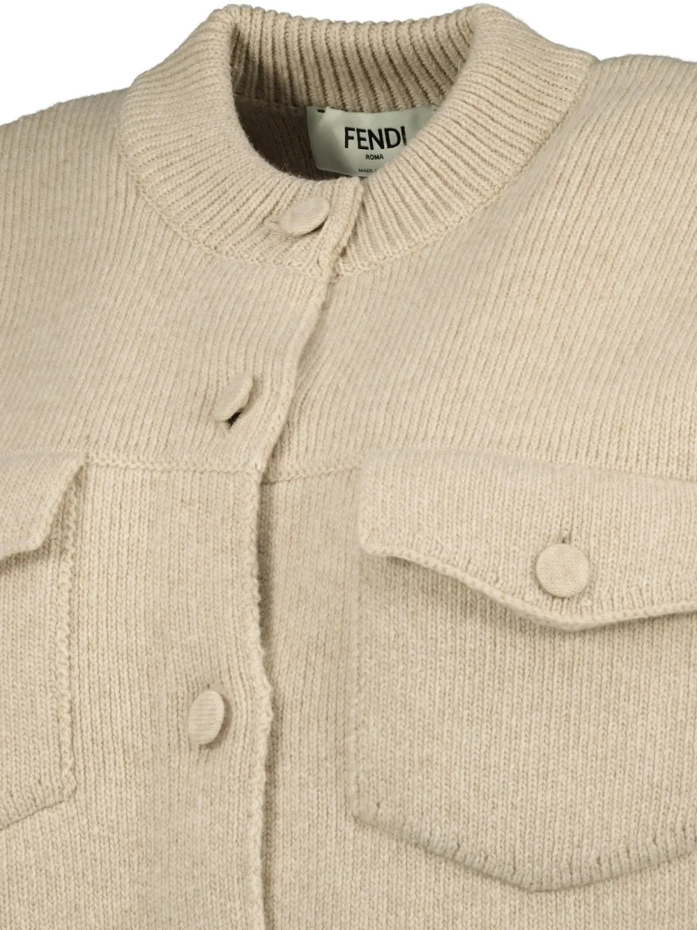  Fendi Buttoned-flap Pocket Fitted Jacket - Neutrals 