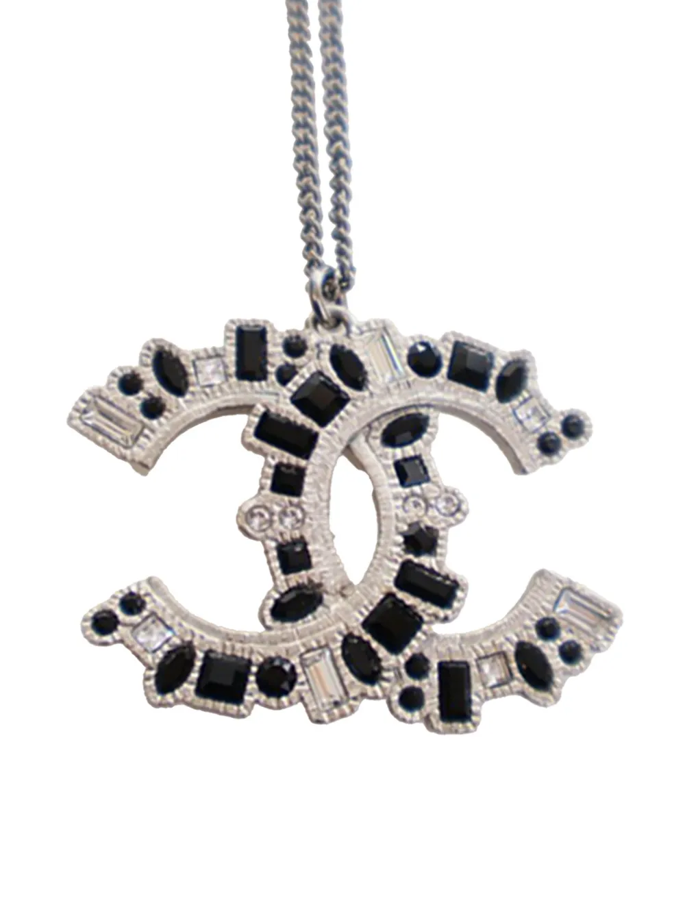 CHANEL Pre-Owned 2016 Ruthenium Plated CC Crystal Pendant Necklace costume necklace - Nero