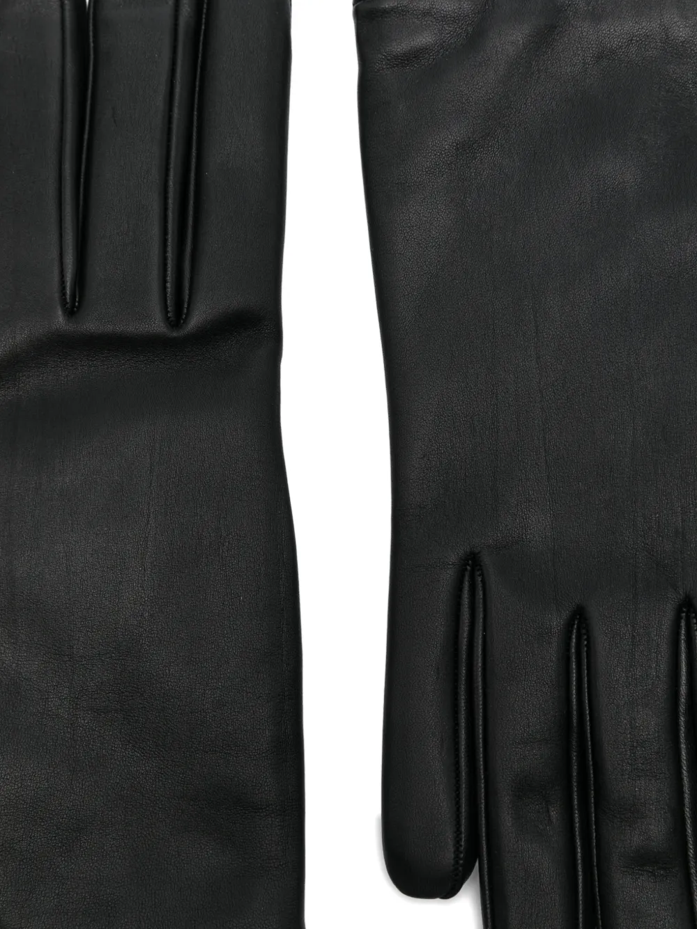  Saint Laurent Logo Leather Gloves - Black 