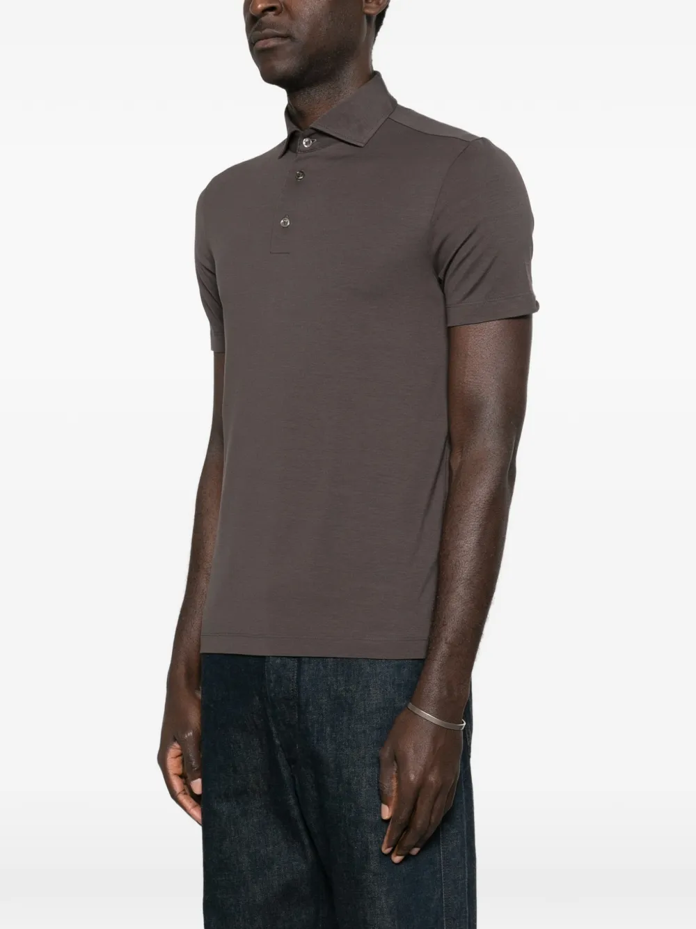 Malo Button-up poloshirt Bruin