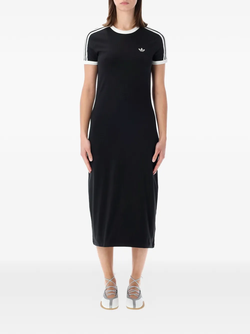 adidas stripe midi T-shirt dress - Nero