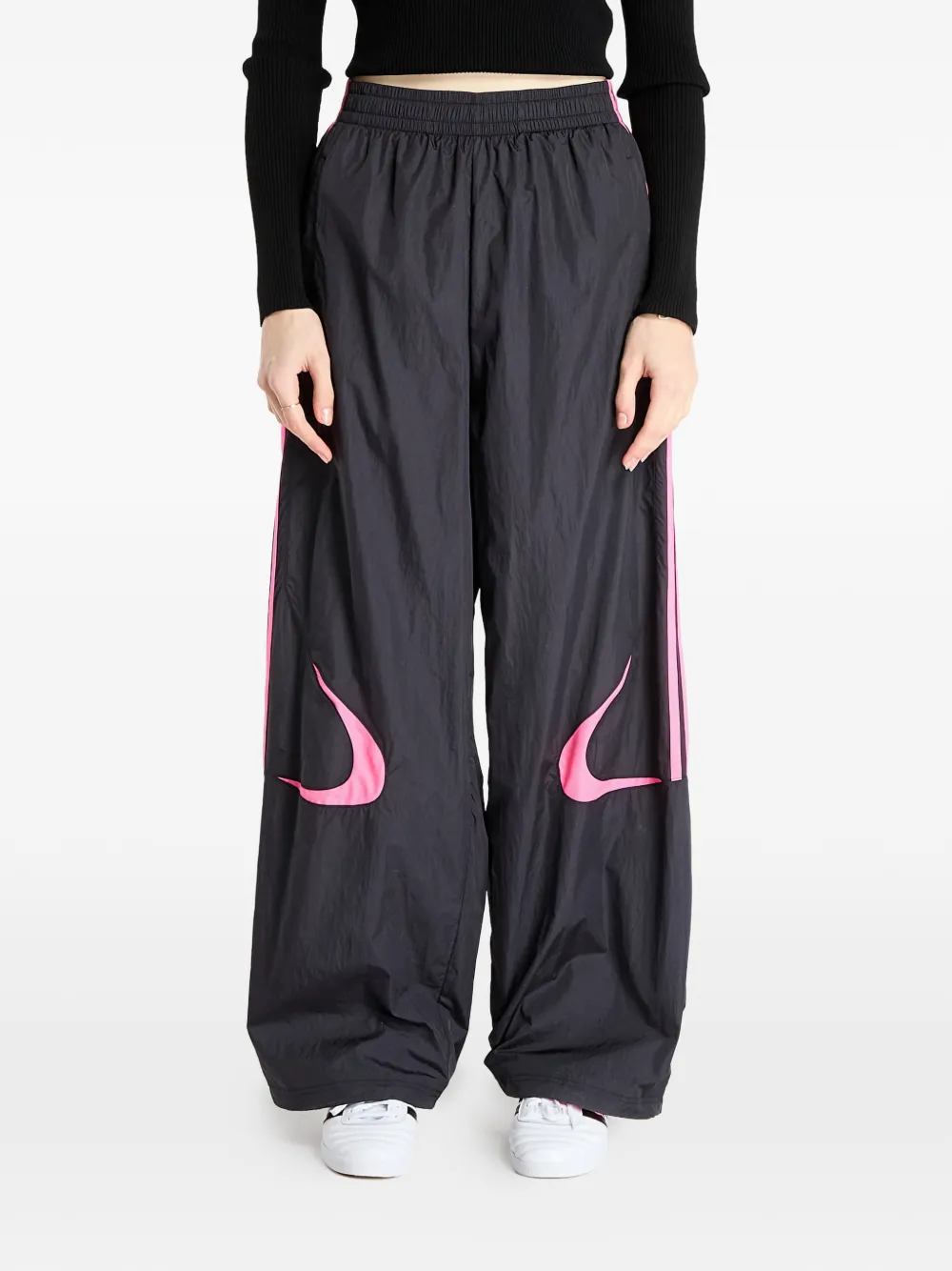 adidas Adiclor oversized gestreepte broek Zwart