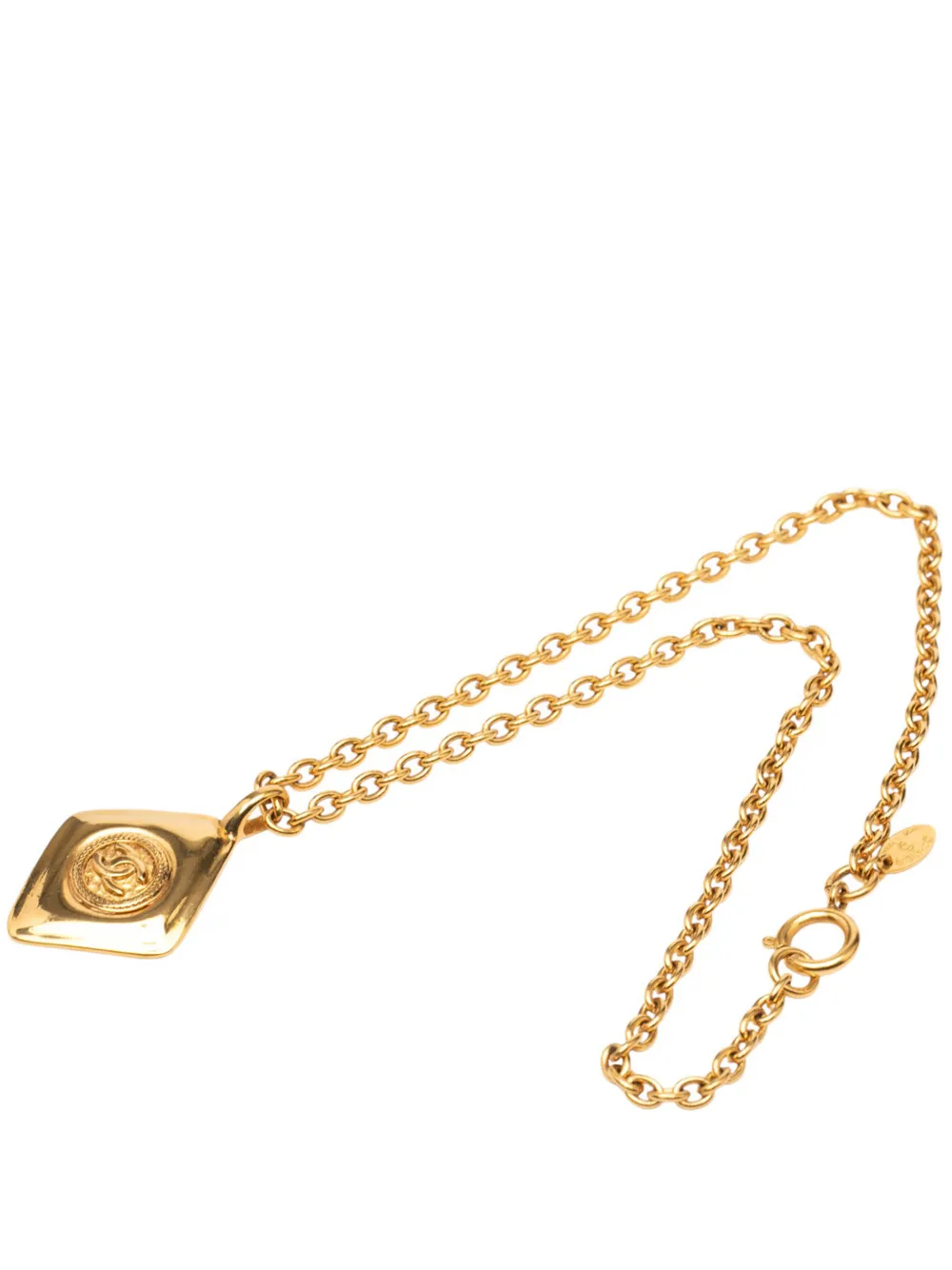 CHANEL Pre-Owned 1970-1980 CC Gold Plated Diamond Shape Pendant Necklace costume necklace - Oro