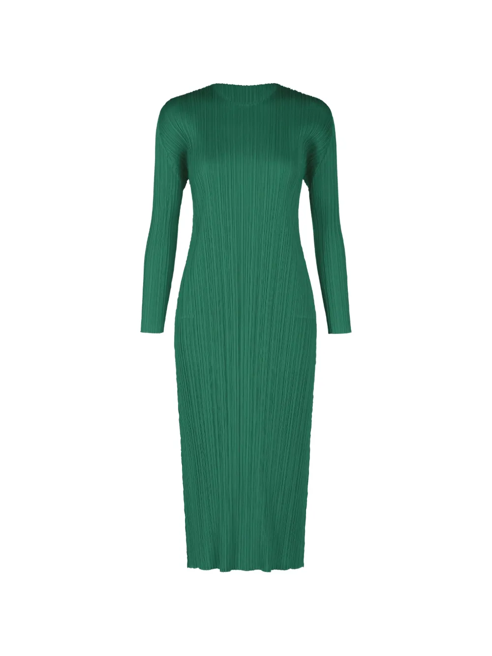 Pleats Please Issey Miyake long-sleeve pleated midi dress - Verde
