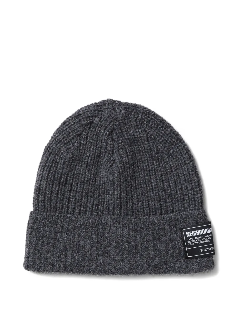 Neighborhood ribbed logo-patch beanie hat - Grigio