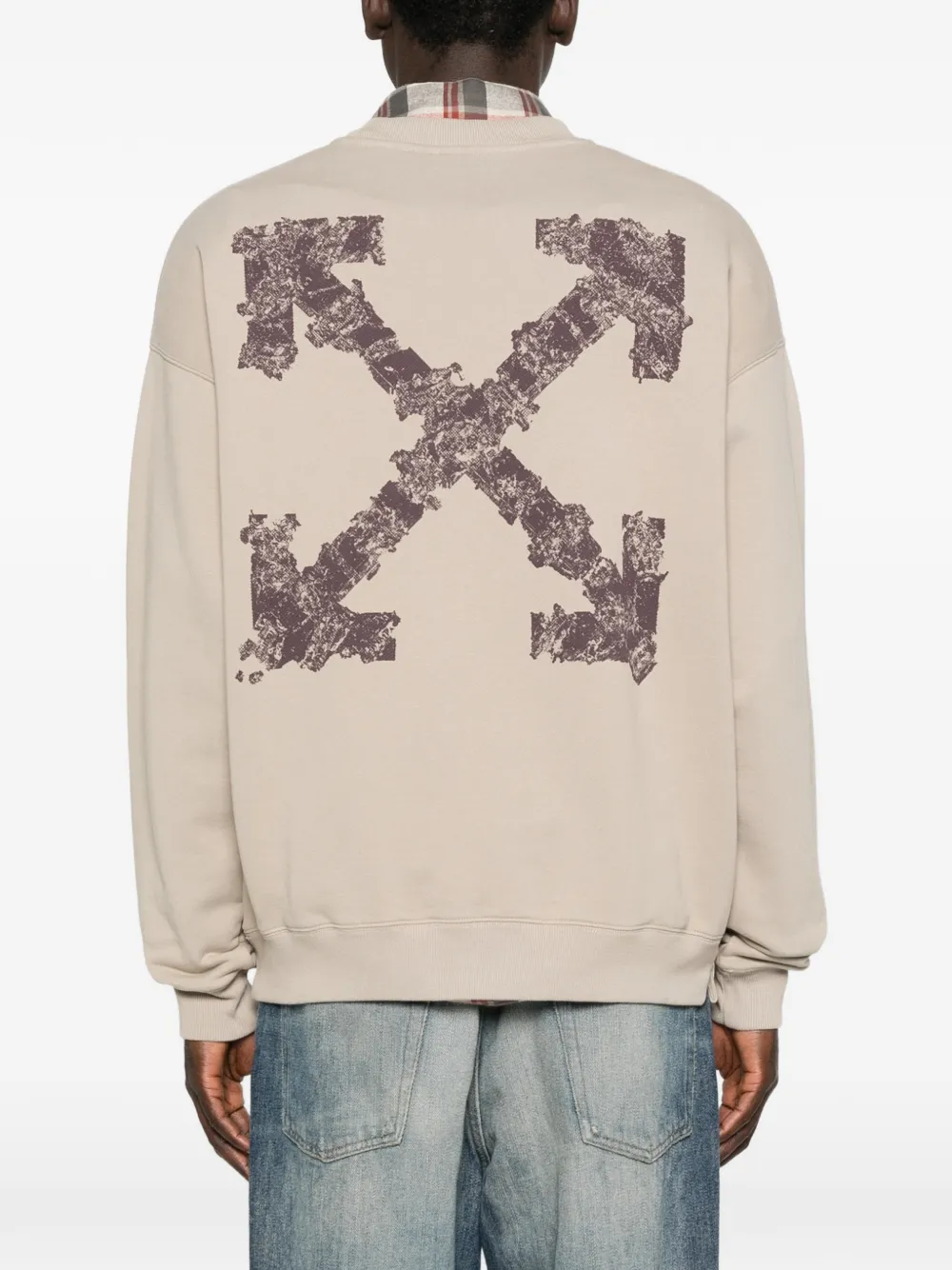 Off-White Sweater met logo en ronde hals Beige