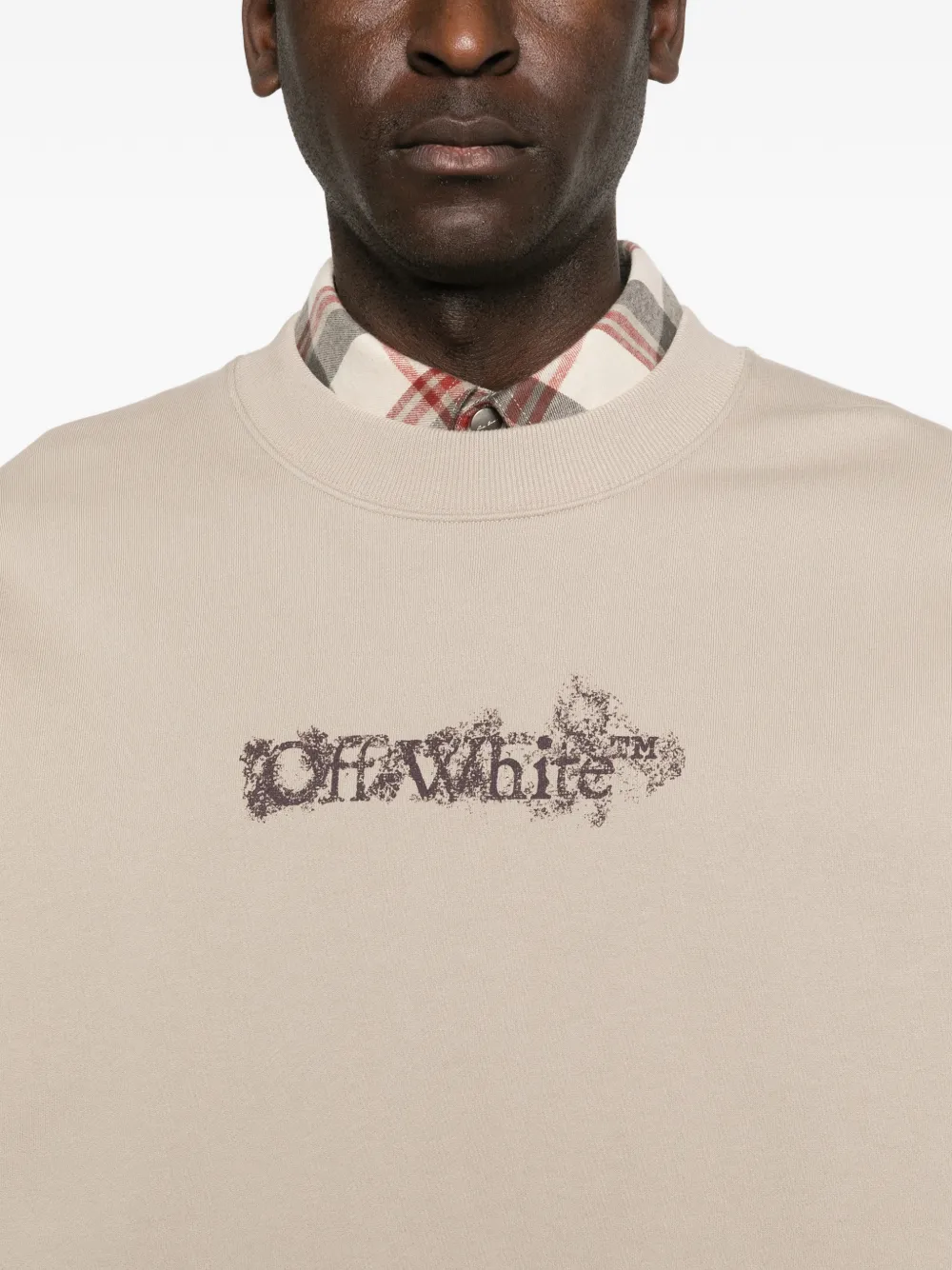 Off-White Sweater met logo en ronde hals Beige