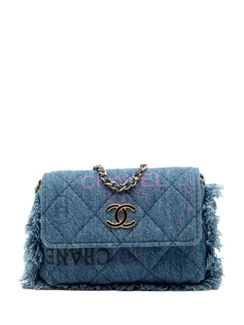 CHANEL Pre-Owned Borsa a tracolla Mood mini in denim con frange e catena 2021