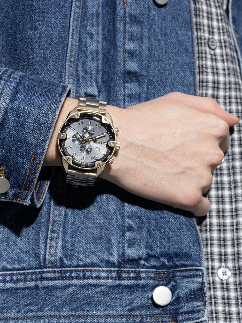  Diesel Spiked 49mm Watch - Black 