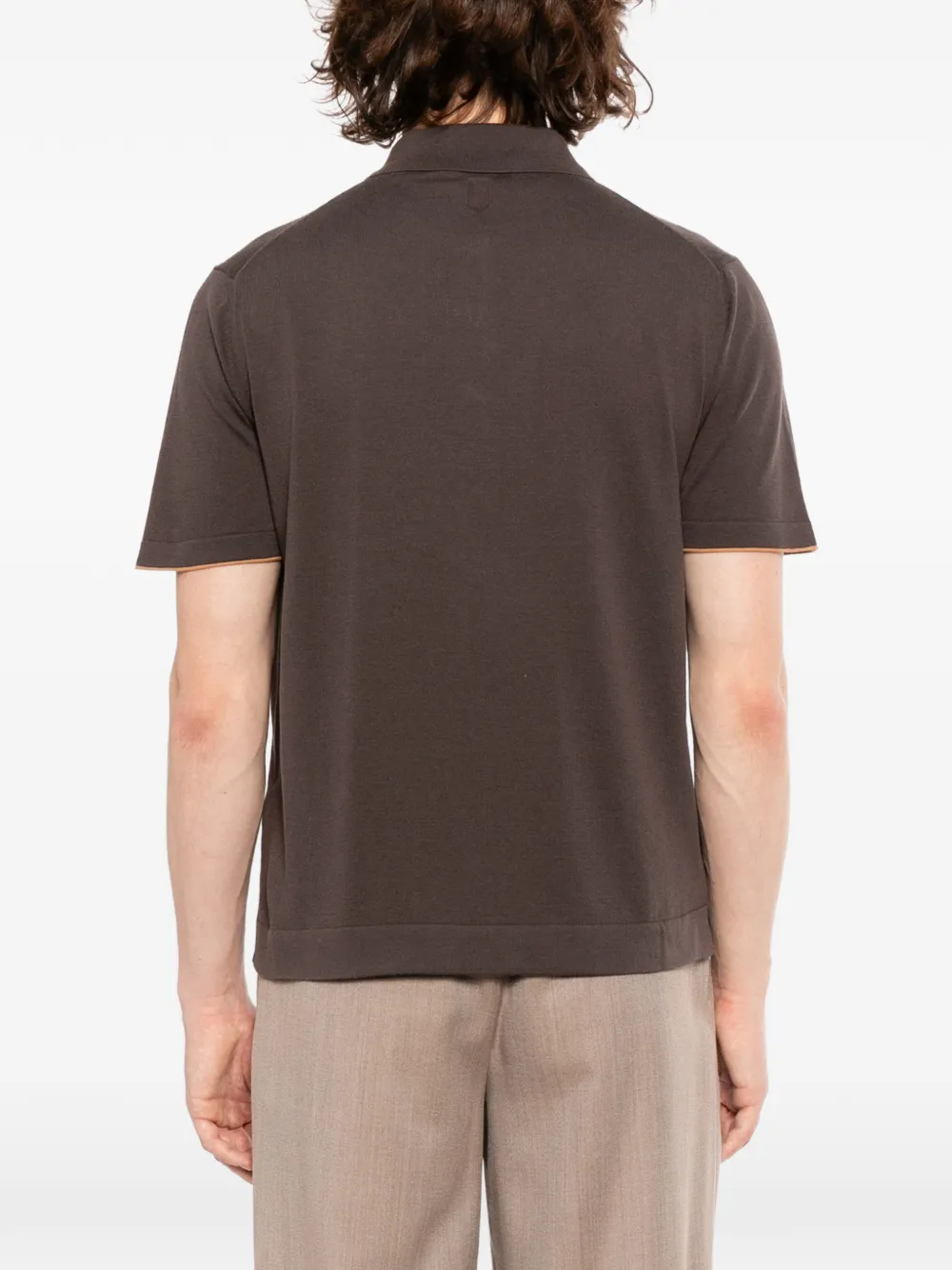 Canali Gebreid poloshirt Bruin