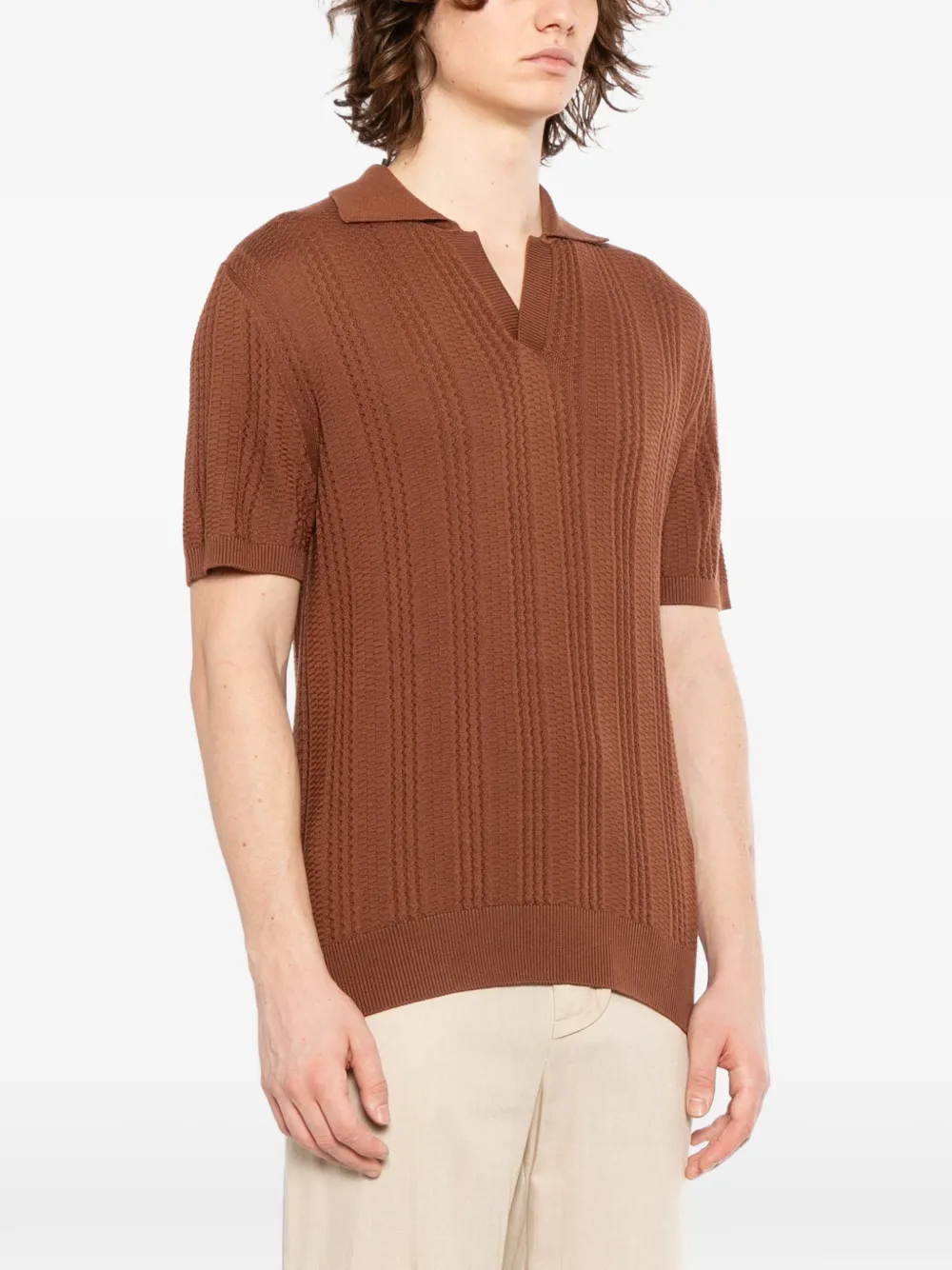  Canali Textured Top - Brown 