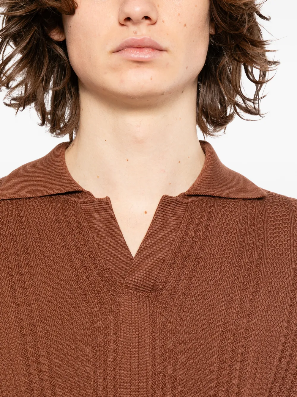 Canali Top met textuur Bruin