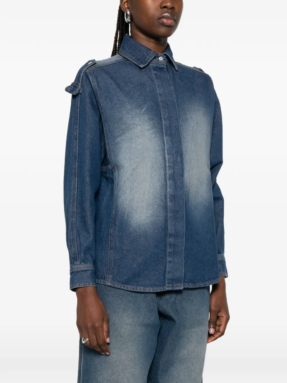  Gimaguas Shoulder-tab Buttoned Shirt - Blue 