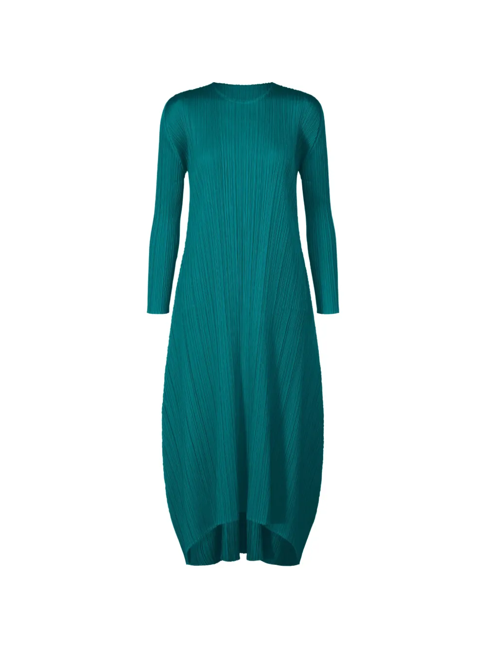 Pleats Please Issey Miyake long-sleeved pleated midi dress - Verde
