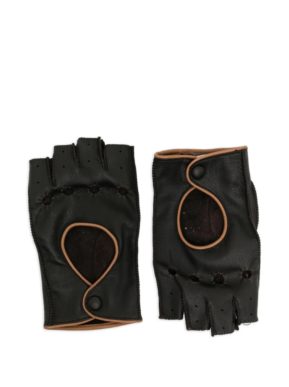Canali perforated leather gloves – Brown