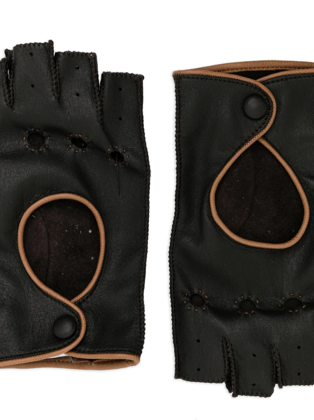  Canali Perforated Leather Gloves - Brown 