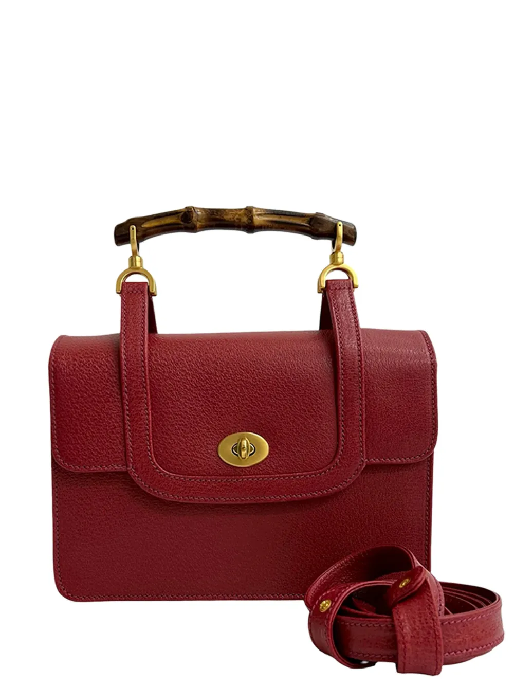 Gucci Pre-Owned 20th Century Leather Bamboo satchel - Rosso