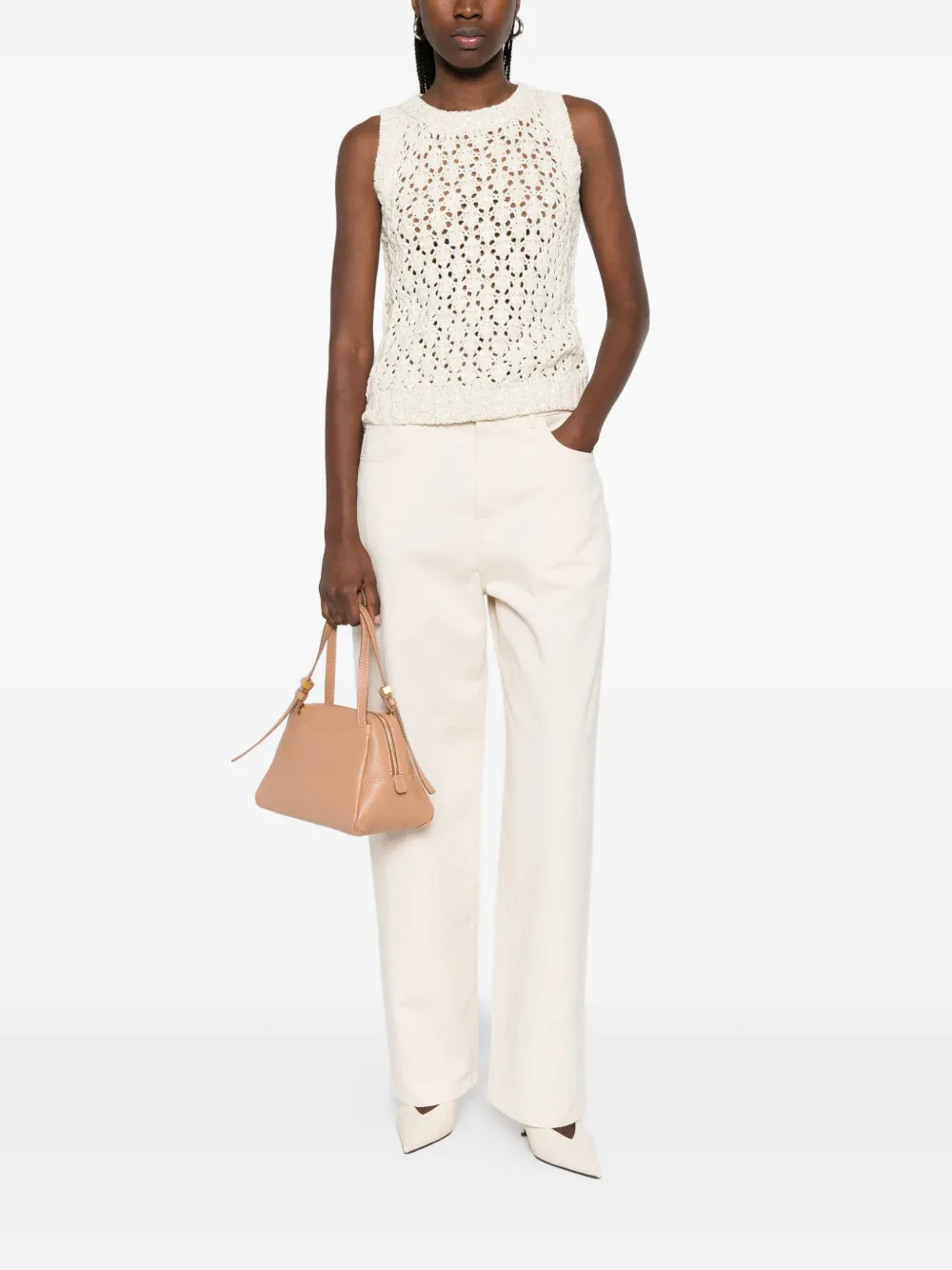 Fabiana Filippi Opengebreide spencer verfraaid met pailletten Beige