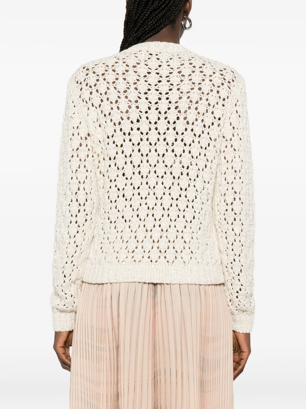 Open-Knit Crew-Neck Sweater
