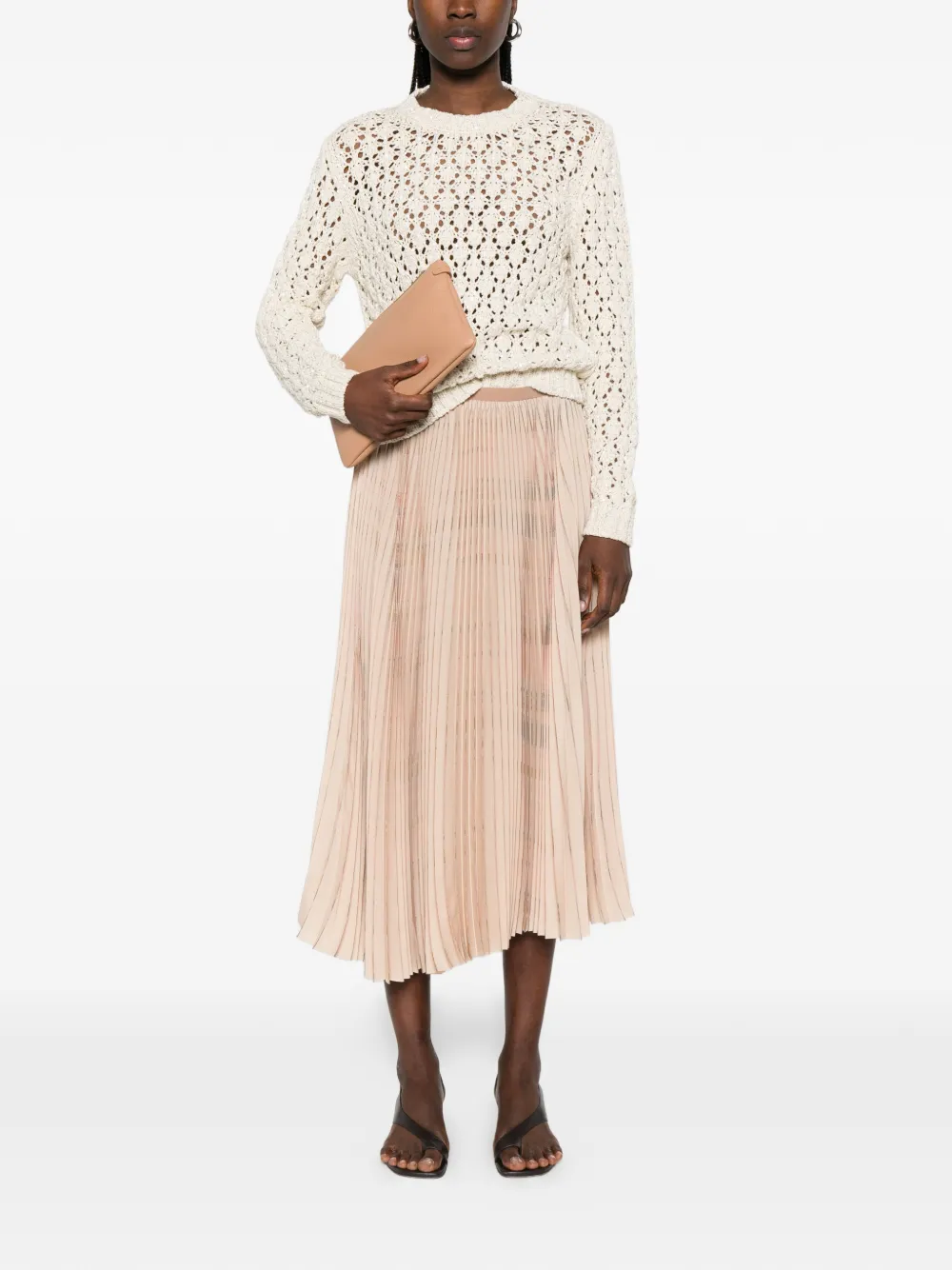 Open-Knit Crew-Neck Sweater