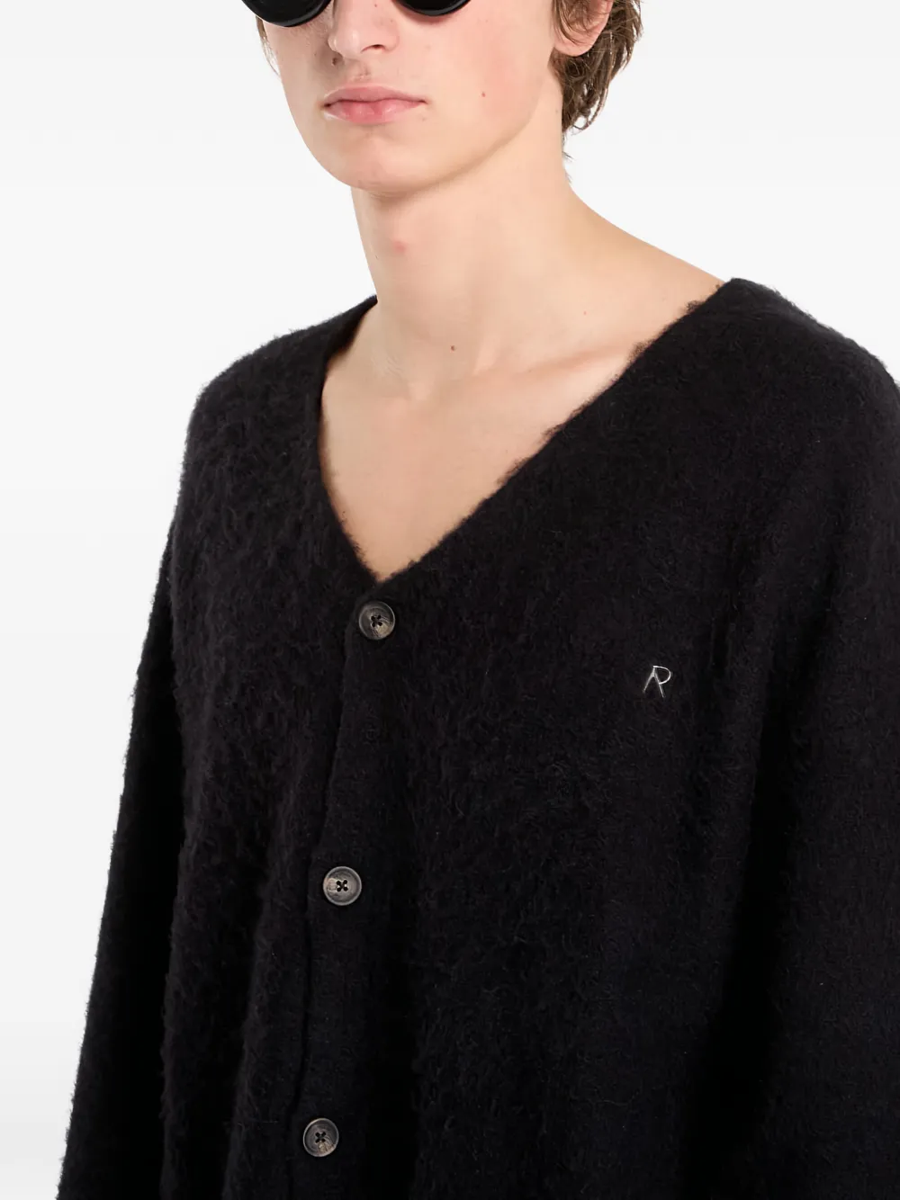 Represent Gebreid vest met textuur en V-hals Zwart