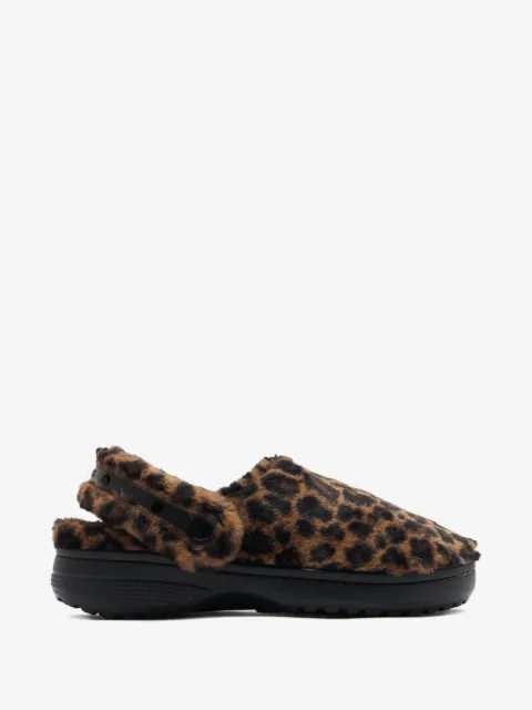 Crocs leopard furry slippers