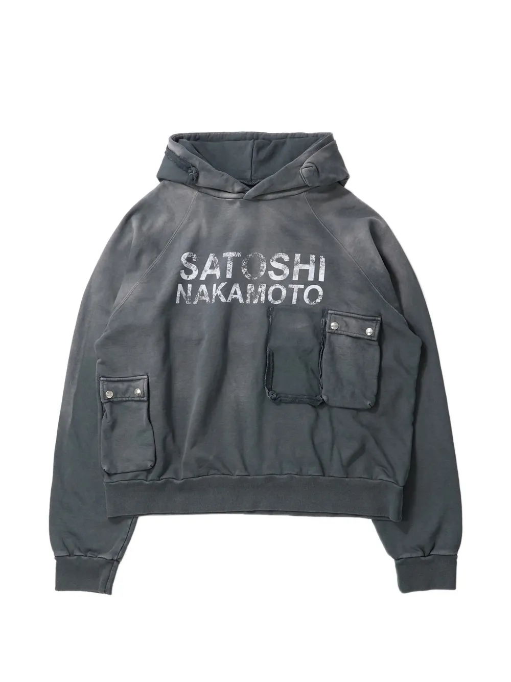 SATOSHI NAKAMOTO multi-pocket hoodie - Grigio