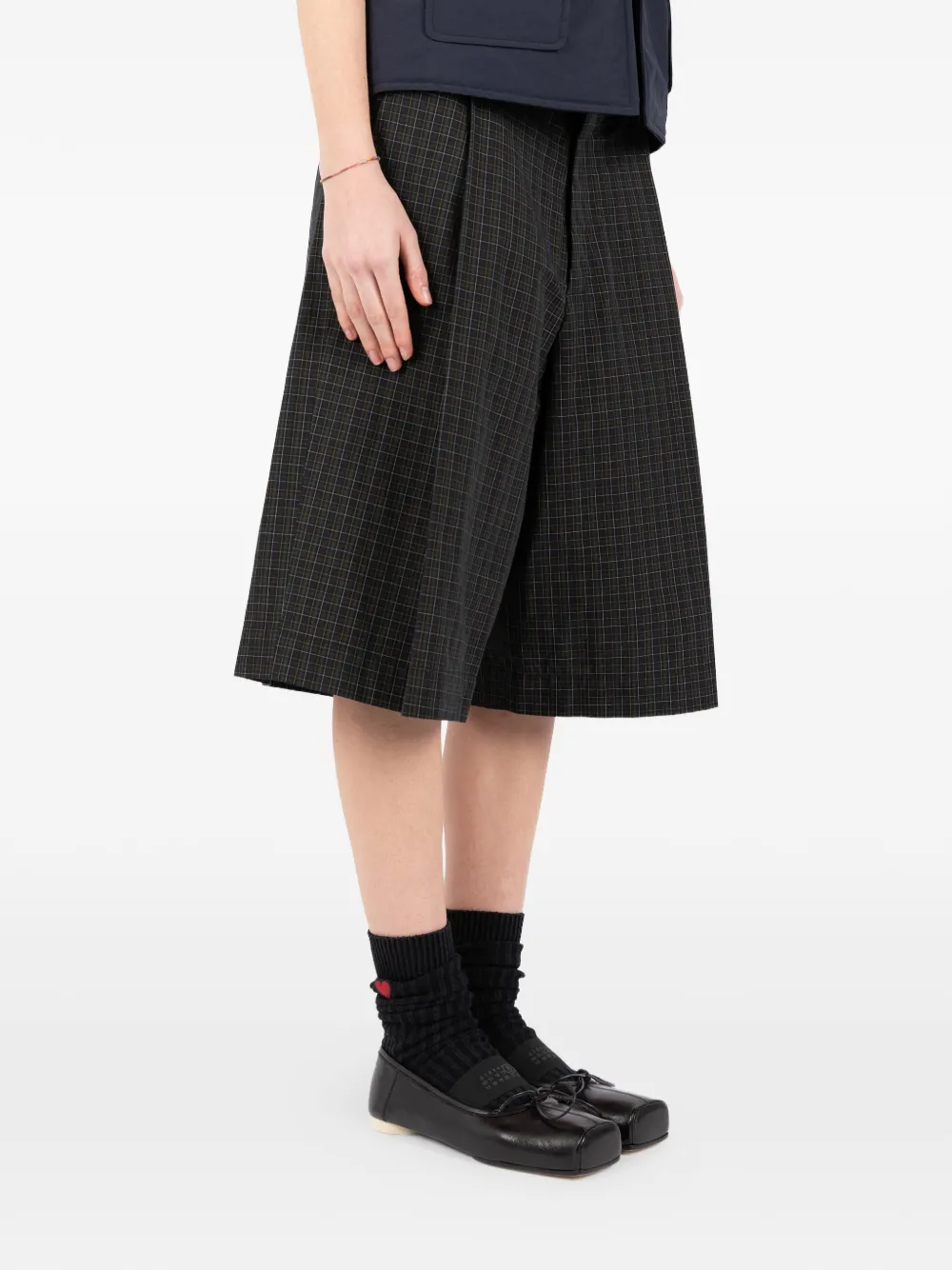 Société Anonyme Geruite geplooide shorts Grijs
