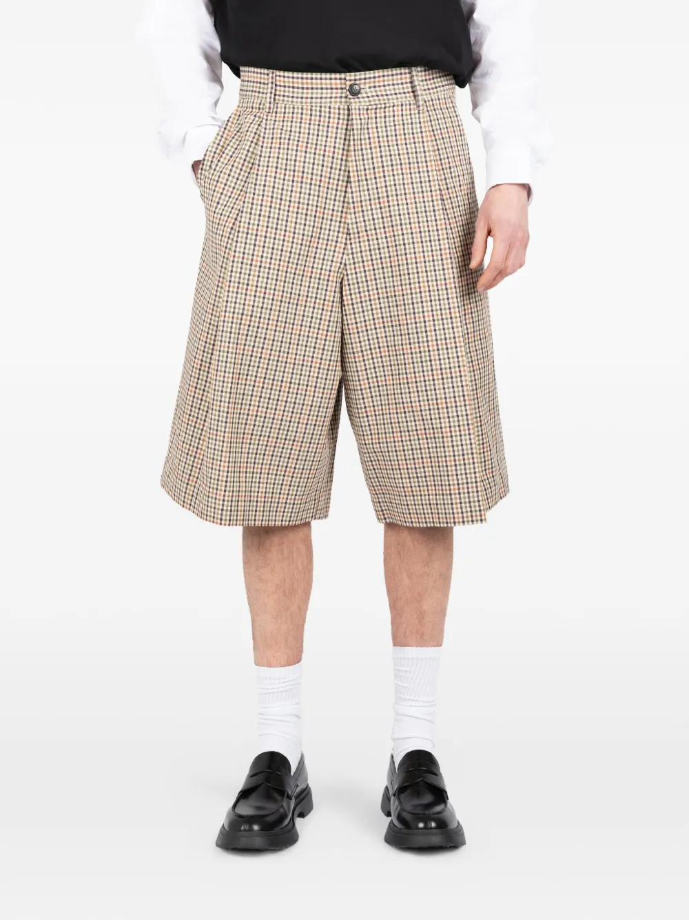 Société Anonyme checked pleated shorts - Toni neutri