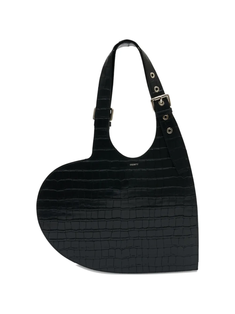 Coperni Croco heart tote shoulder bag - Nero