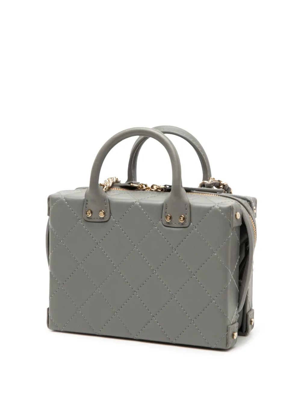  Chanel Pre-owned 2021-2025 Small Cc Quilted Calfskin Top Handle Convertible Vanity Case Satchel - Grey 
