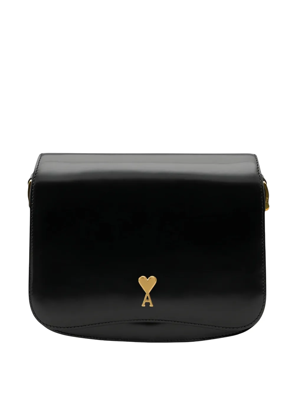 AMI Paris logo-plaque leather shoulder bag - Nero