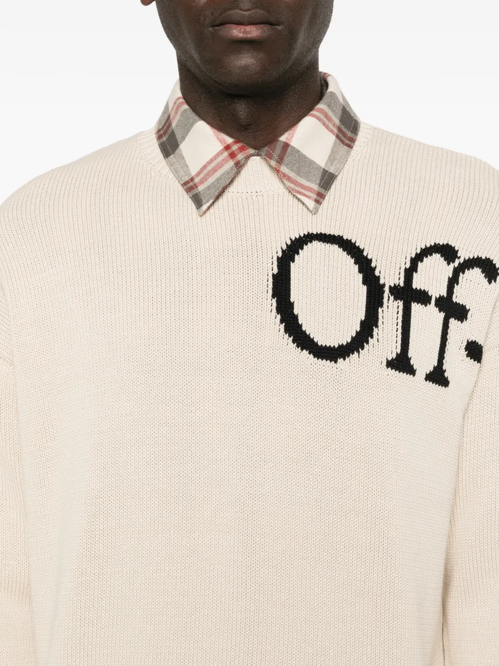 Off-White Trui met ronde hals en logo Beige