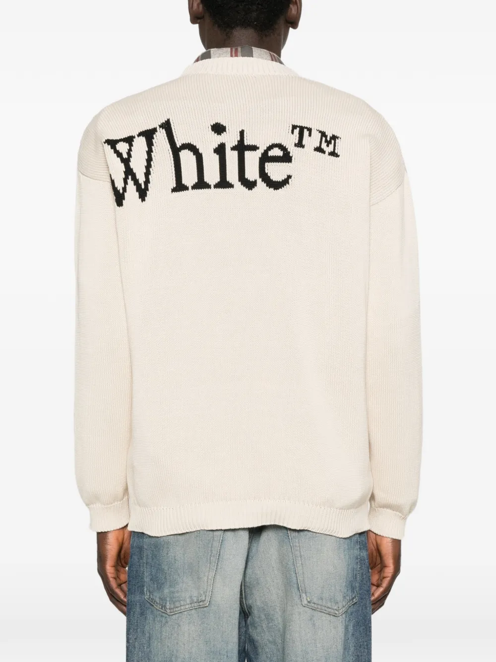 Off-White Trui met ronde hals en logo Beige