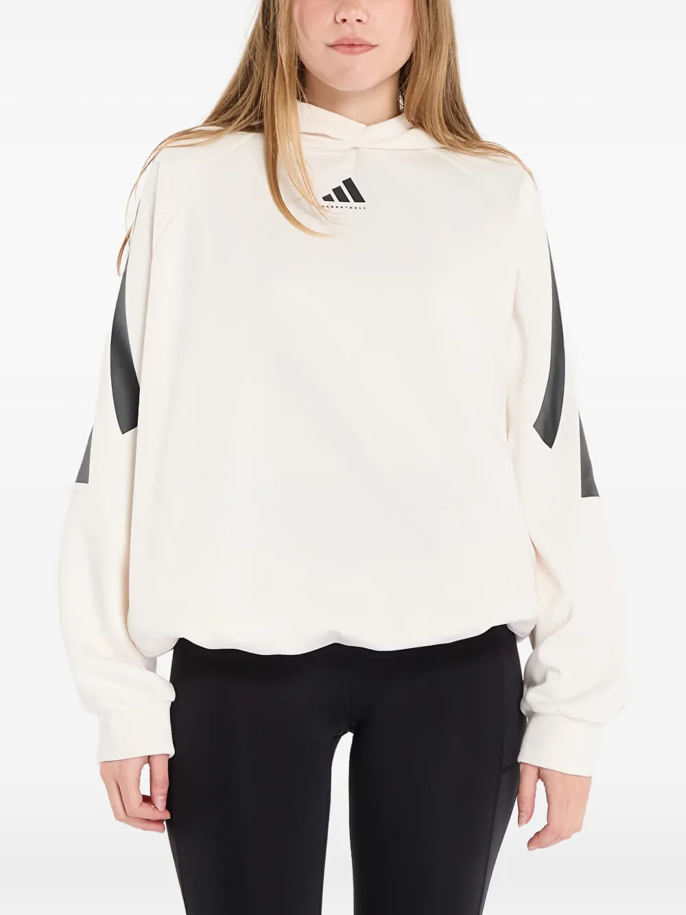 adidas Fleece hoodie met 3 strepen Wit
