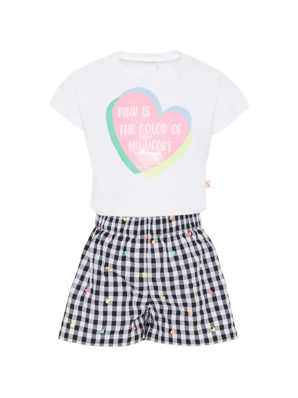 Billieblush heart-motif checkered playsuit - Weiß