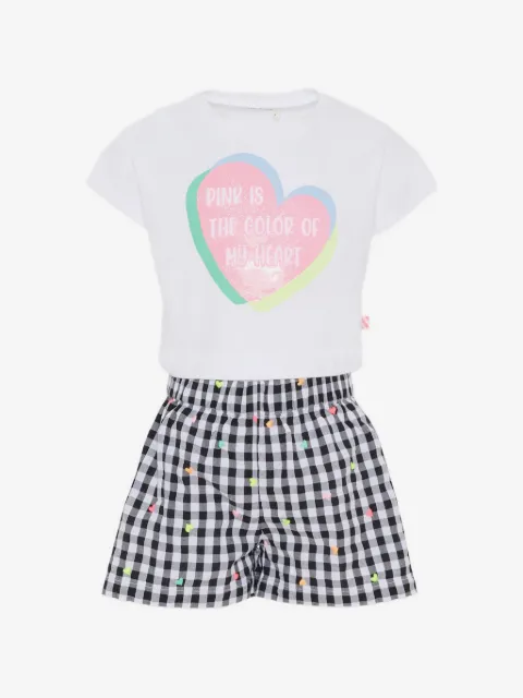 Billieblush heart-motif checkered playsuit