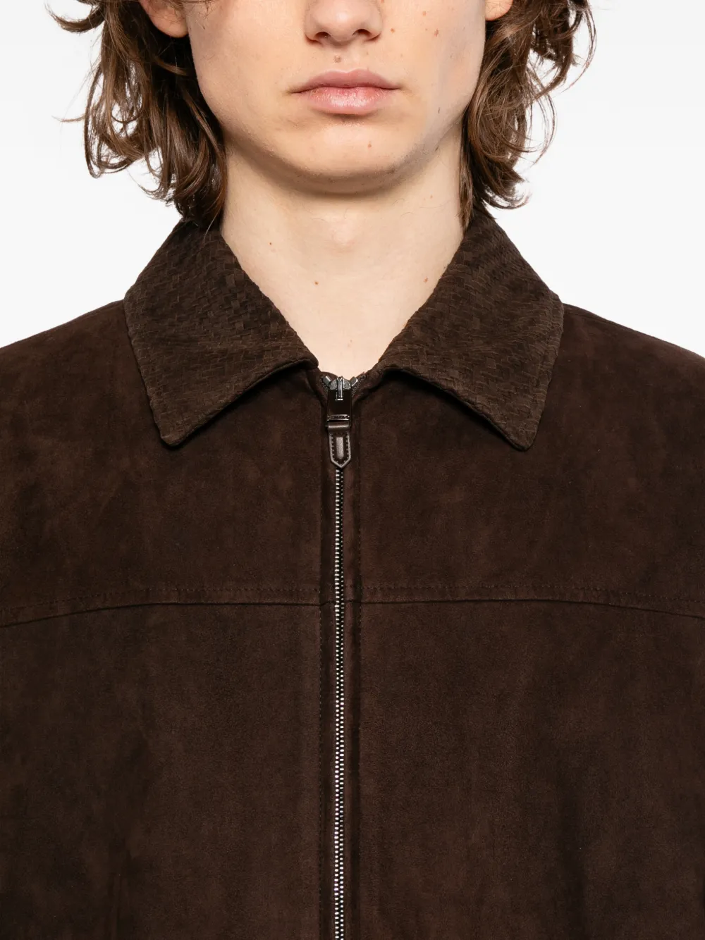 Canali Suède jack met rits Bruin