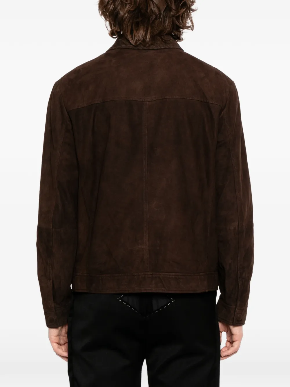 Canali Suède jack met rits Bruin