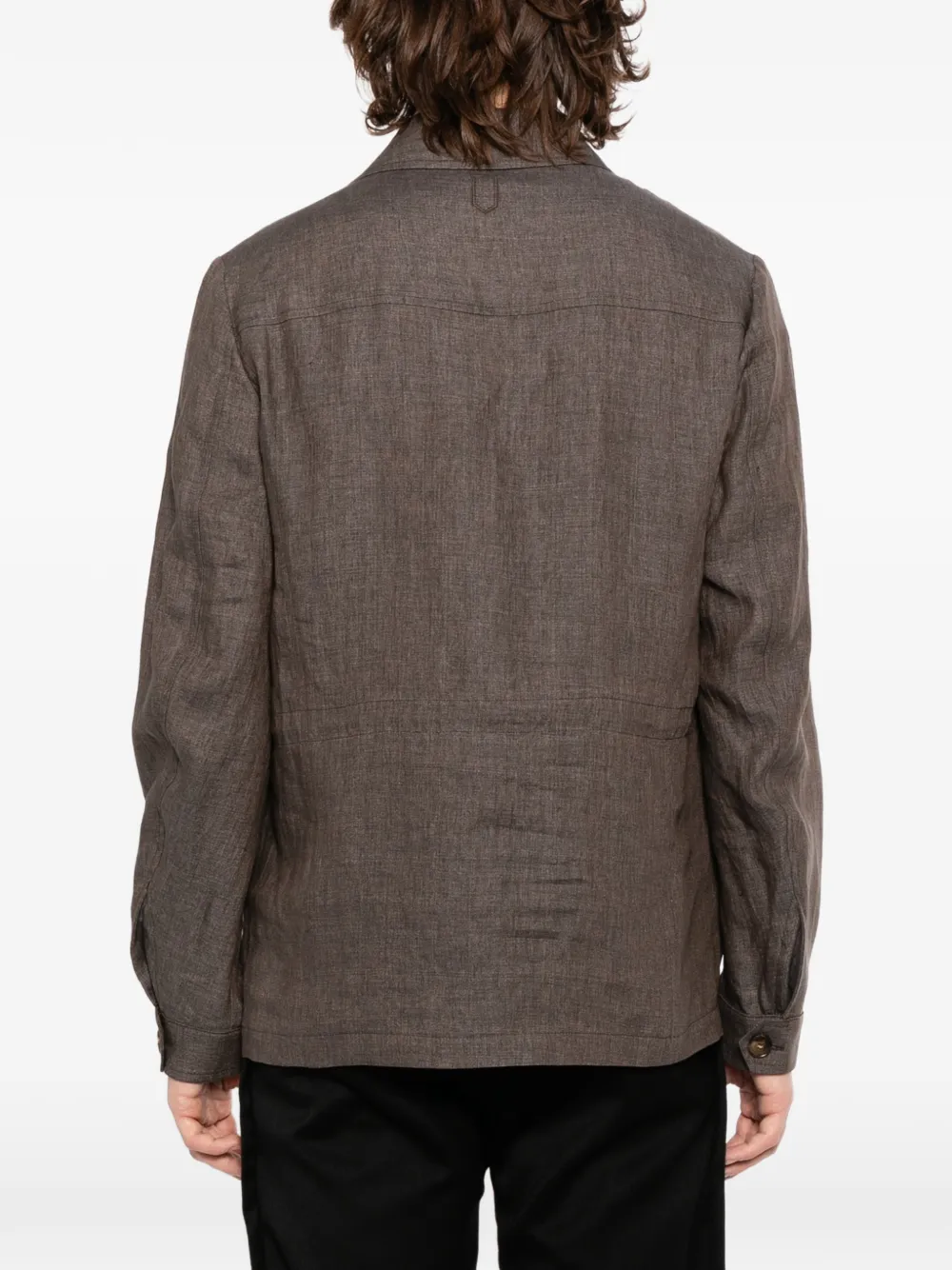 Canali Shirtjack met klepzakken Bruin