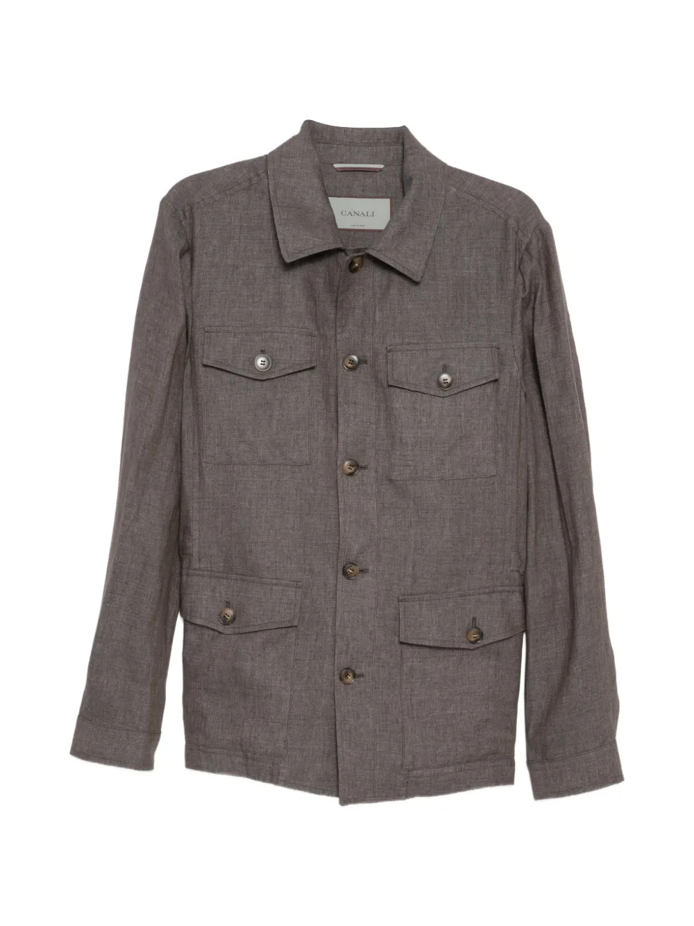 Canali flap pockets shirt jacket - Marrone
