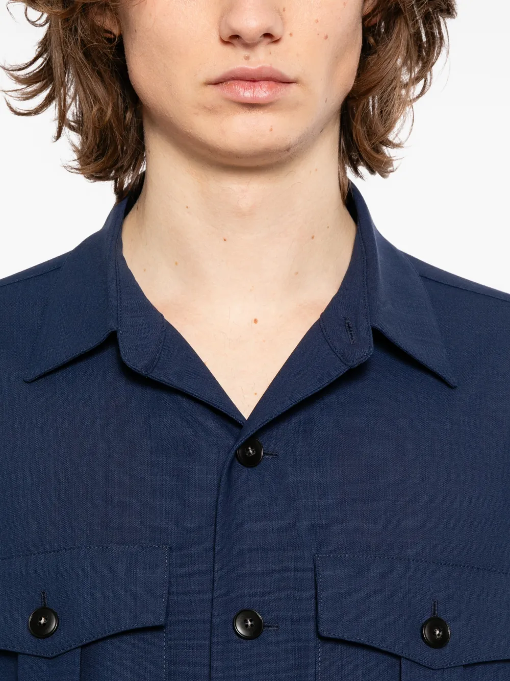 Canali Shirtjack met zak aan de voorzijde Blauw