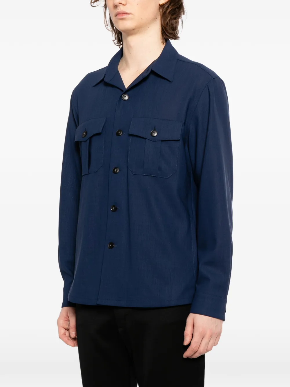  Canali Front-pocket Shirt Jacket - Blue 