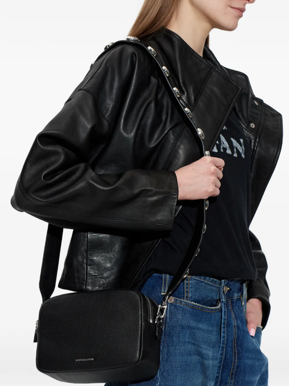 Michael Kors Bryant medium leren schoudertas Zwart